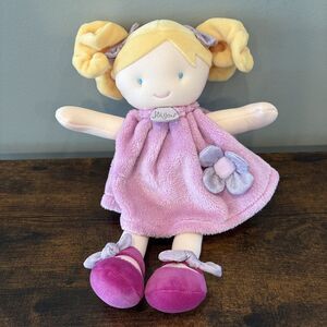 Jolijou Paris Demoiselle Pretty Rose Doll Purple Dress Lovey Plush Yellow Hair